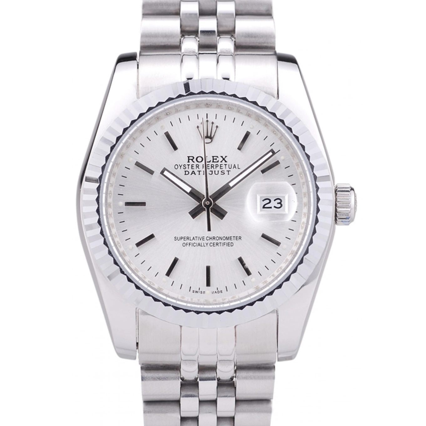 AAA Replica Watches Bezel Silver Datejust Rolex 7457 Ribbed Dial 1014